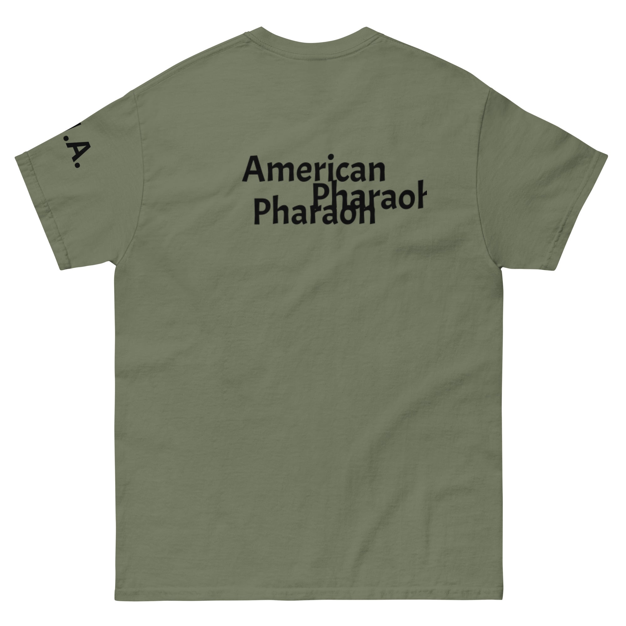 Image of American Pharoah Unisex Classic Tee with Military Green Back