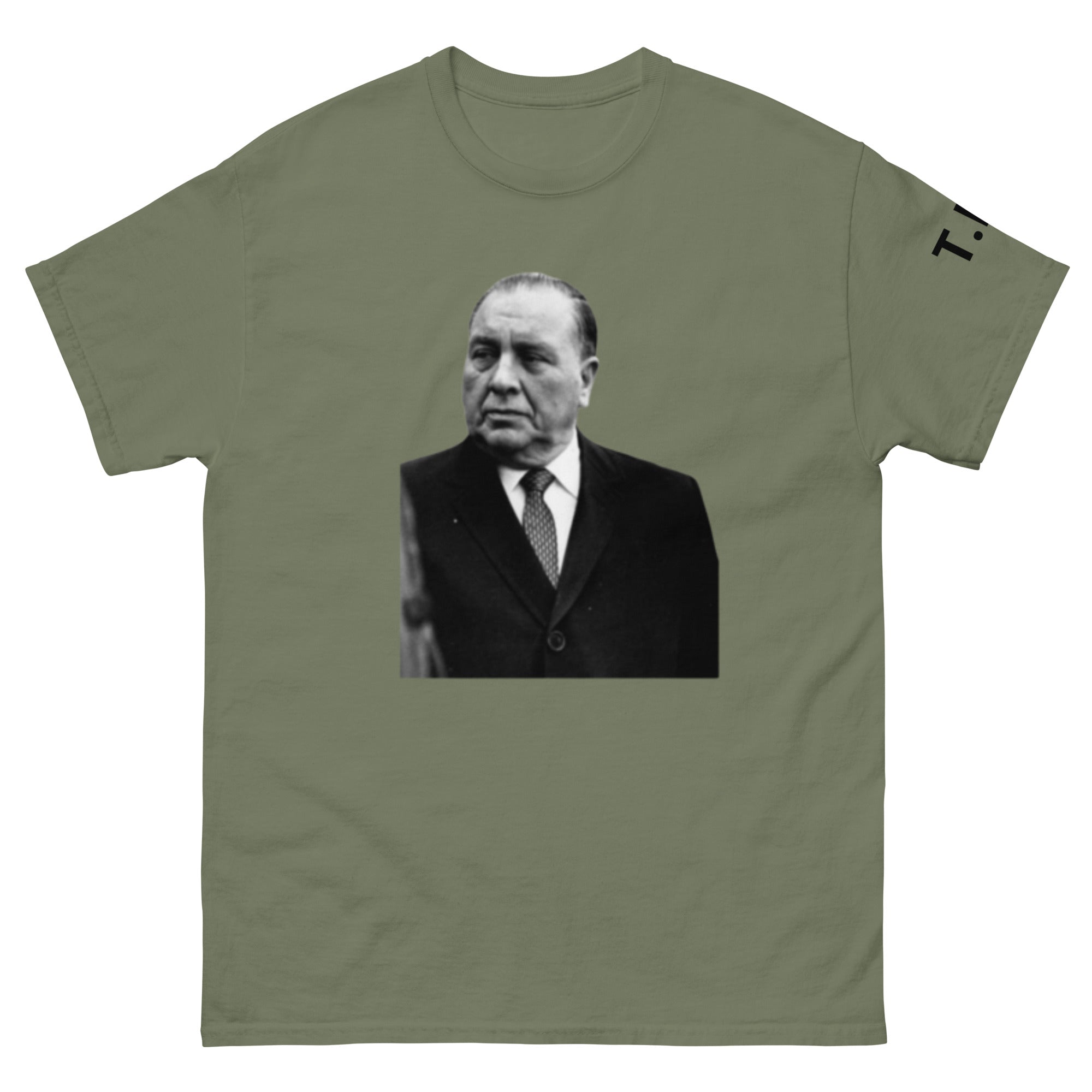 Image of American Pharoah Unisex Classic Tee with Military Green Front